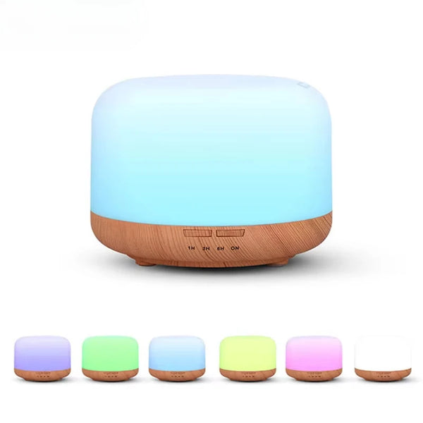 Diffuseur Humidificateur USB 500ml Grain Bois - LED Multicolore