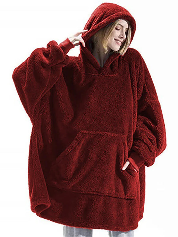Sweat Plaid Oversize Double Face - Couverture Polaire Poche Unisexe