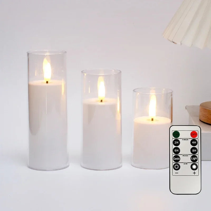 Bougies LED Télécommande Minuterie - Set 3 Bougies Sans Flamme
