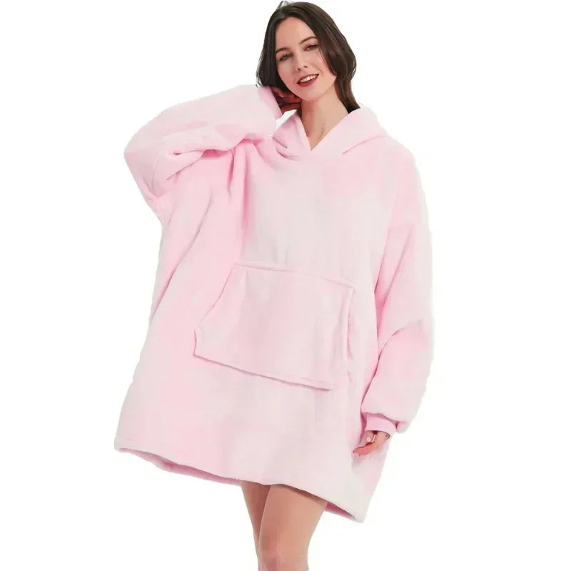 Sweat Plaid Oversize Polaire Manches Longues - Couverture Unisexe
