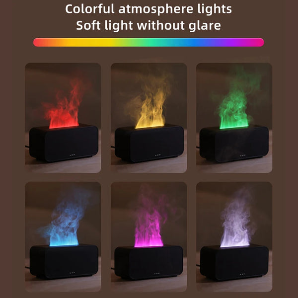 Mini Diffuseur Huiles Essentielles Flammes LED - Humidificateur Compact