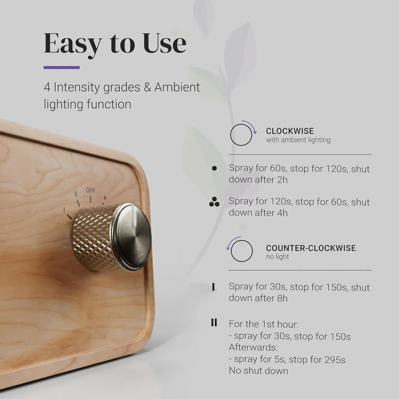 Diffuseur Nébuliseur Huiles Essentielles Bois Verre - Batterie Rechargeable
