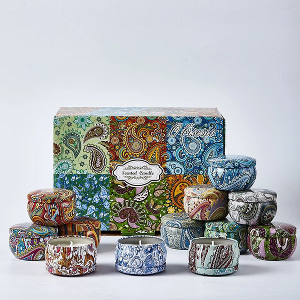 Coffret 12 Bougies Parfumées Cire Soja - Set Aromathérapie Complet
