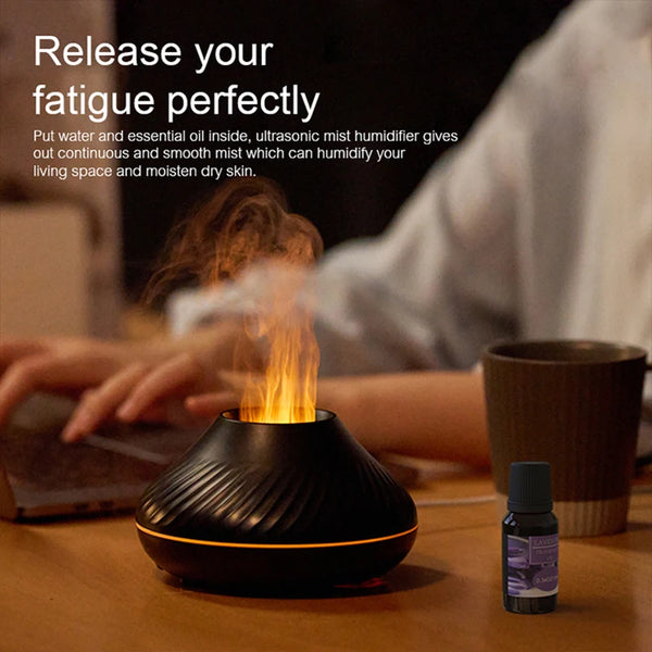 Diffuseur Huiles Essentielles KINSCOTER 130ml USB - LED Flamme Simulée