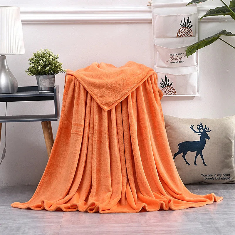 Couverture Flanelle Coral Ultra-Douce - Plaid Chauffant Lit Canapé