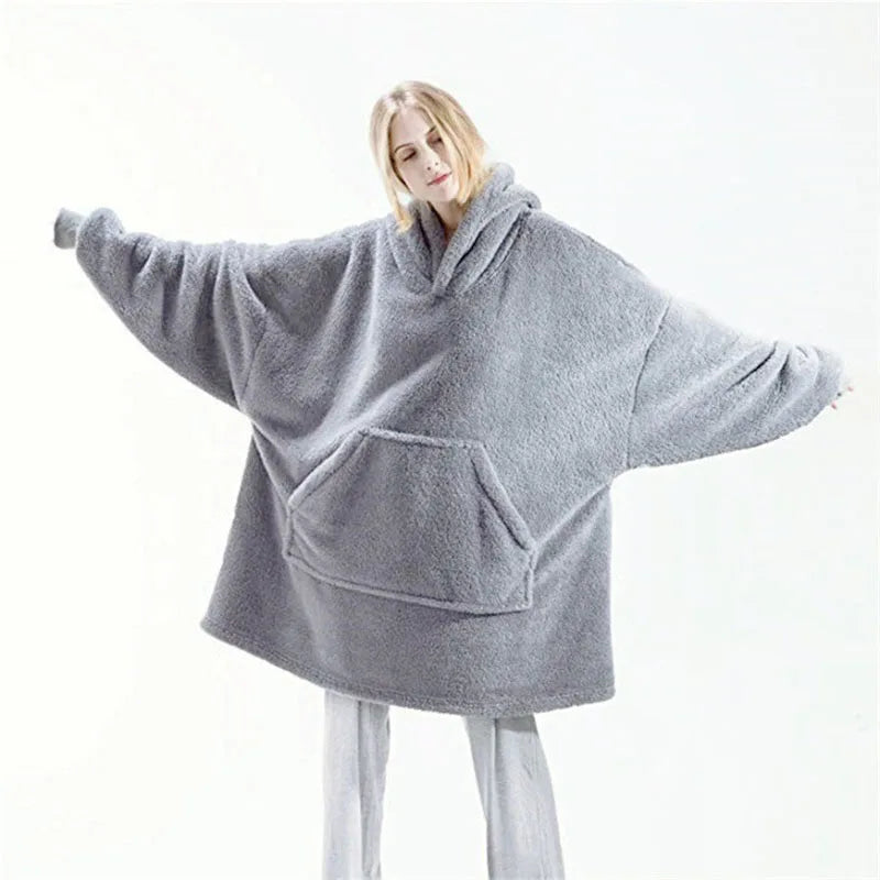 Sweat Plaid Oversize Double Face - Couverture Polaire Poche Unisexe