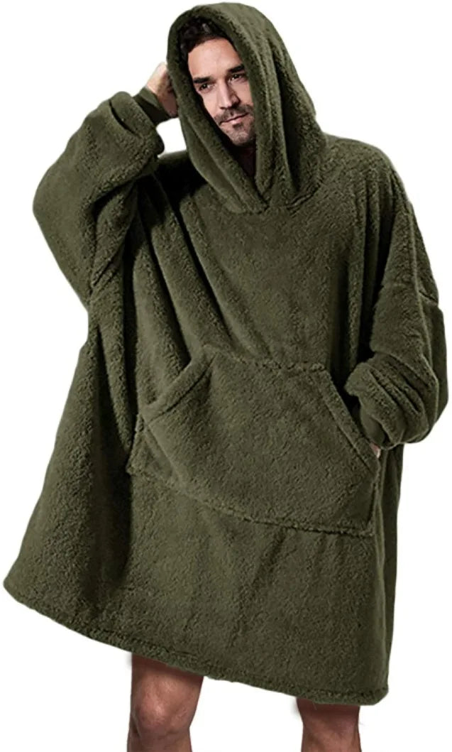 Sweat Plaid Oversize Double Face - Couverture Polaire Poche Unisexe