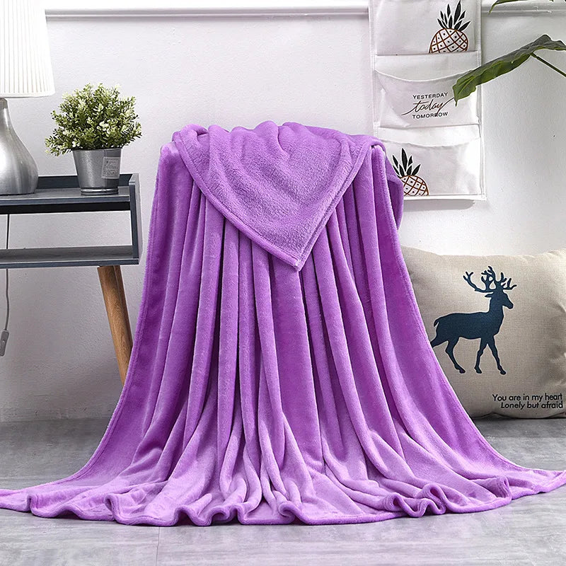 Couverture Flanelle Coral Ultra-Douce - Plaid Chauffant Lit Canapé