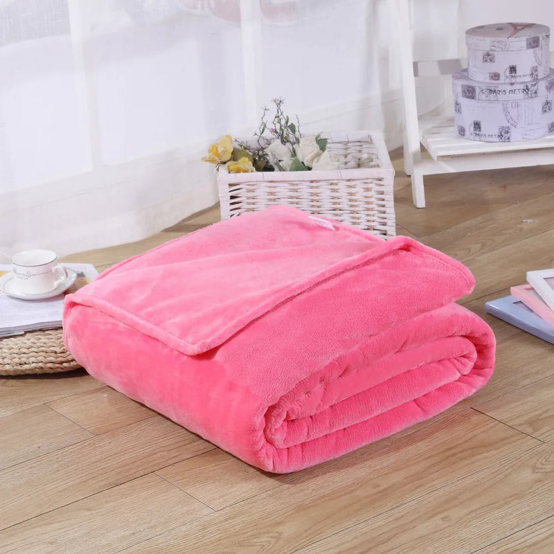 Plaid Flanelle Coral Fleece 230g/m² - Doux Fin Moelleux Canapé Lit