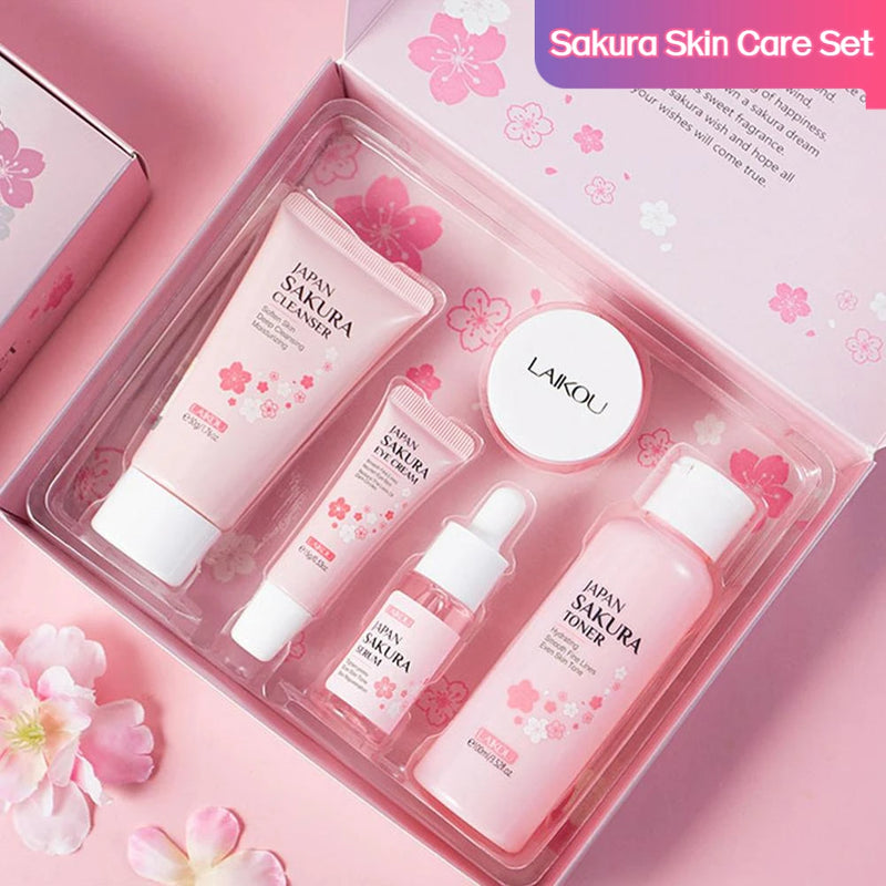 Coffret Soin Visage Sakura Complet - Crème Sérum Toner Nettoyant
