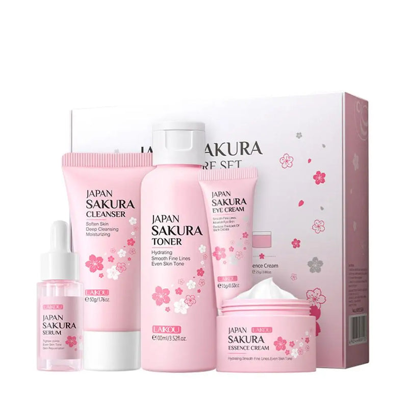 Coffret Soin Visage Sakura Complet - Crème Sérum Toner Nettoyant