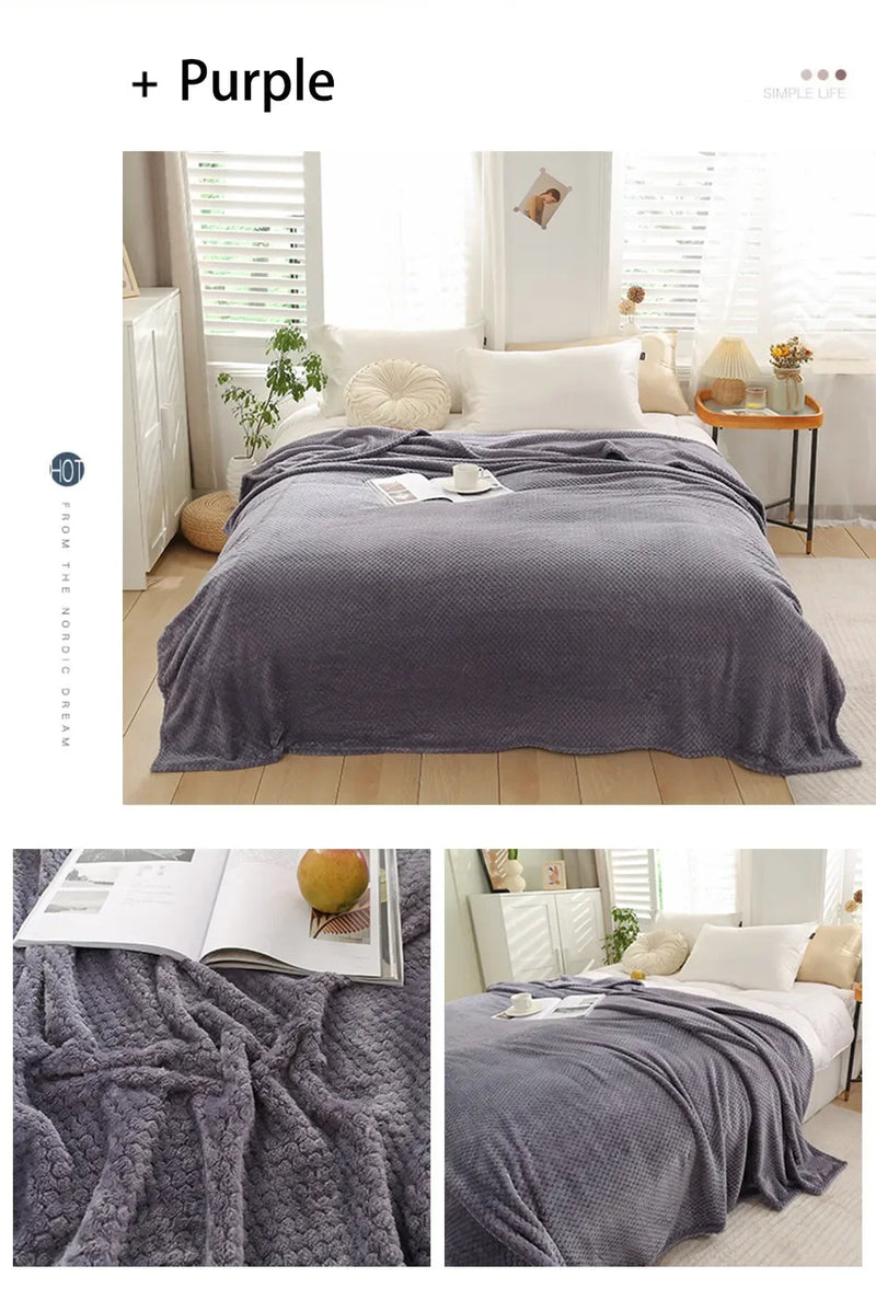 Plaid Fausse Fourrure Vison 300g/m² - Doux Léger Style Japonais