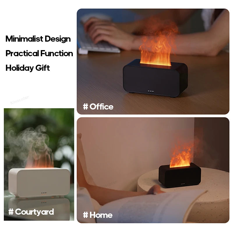 Mini Diffuseur Huiles Essentielles Flammes LED - Humidificateur Compact