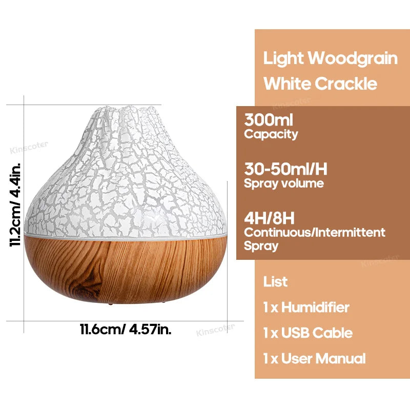 Humidificateur Volcan 300ml USB - Diffuseur LED 7 Couleurs Ultrasonique