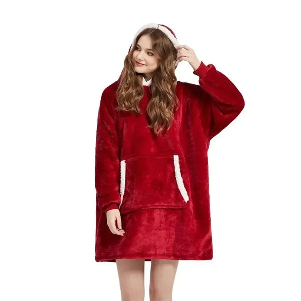 Sweat Plaid Oversize Polaire Manches Longues - Couverture Unisexe