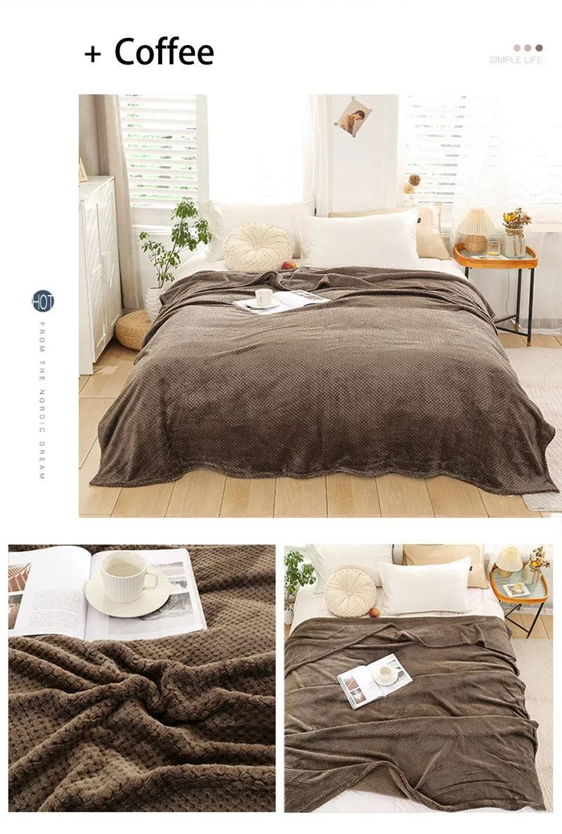 Plaid Fausse Fourrure Vison 300g/m² - Doux Léger Style Japonais