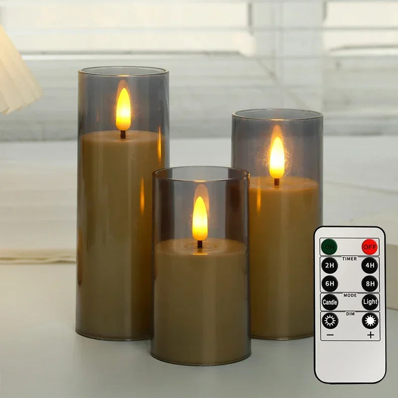Bougies LED Télécommande Minuterie - Set 3 Bougies Sans Flamme