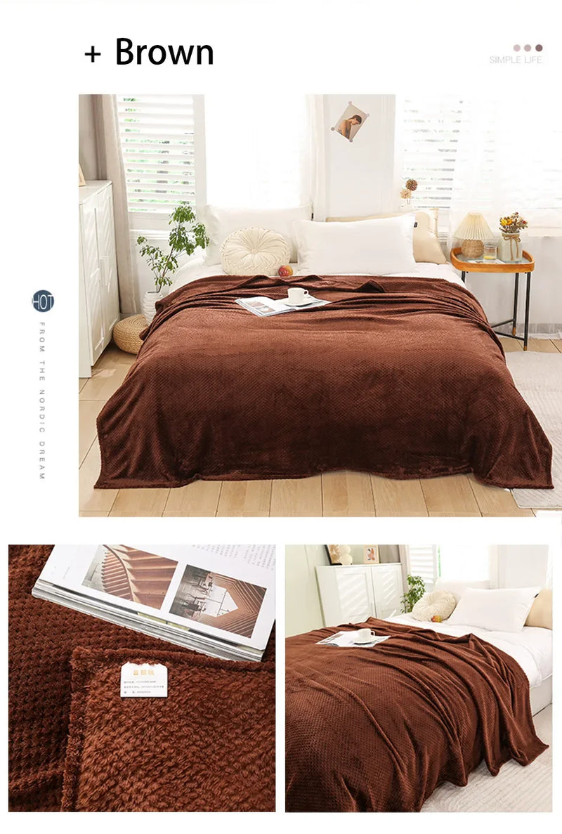 Plaid Fausse Fourrure Vison 300g/m² - Doux Léger Style Japonais