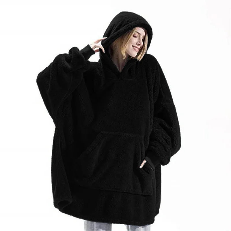 Sweat Plaid Oversize Double Face - Couverture Polaire Poche Unisexe