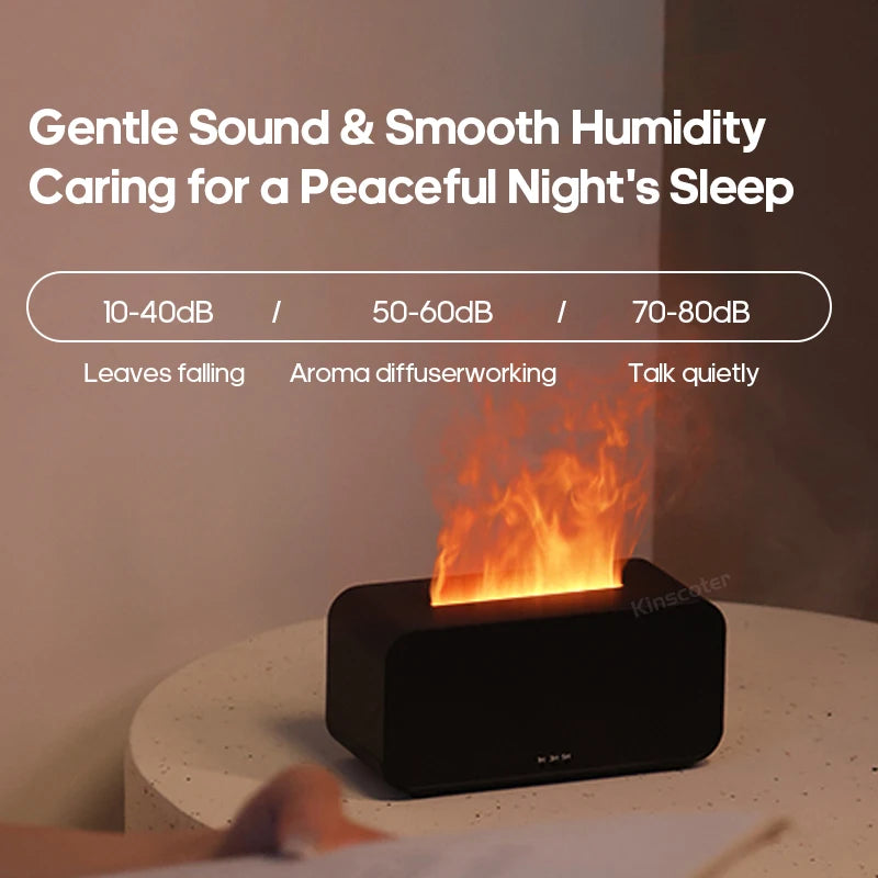 Mini Diffuseur Huiles Essentielles Flammes LED - Humidificateur Compact
